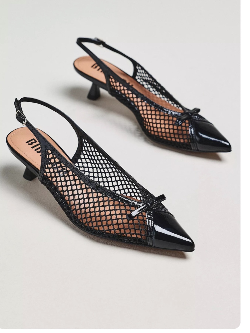 New without Box Bibi Lou Mesh Slingback Bow Kitten Heels